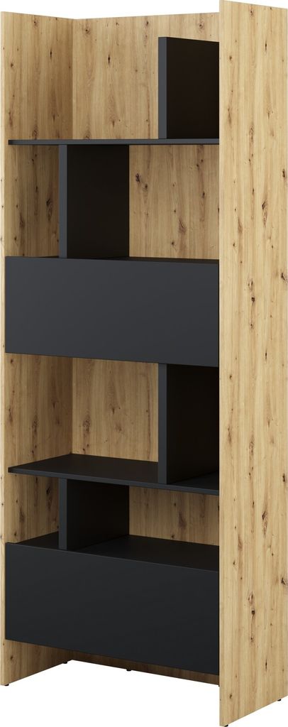 Regal Bed Concept Lenart BC-22 Standregal 84x214x40 cm Bücherregal passendes für verticalen Schrankbetten (Artisan Eiche/Schwarz)