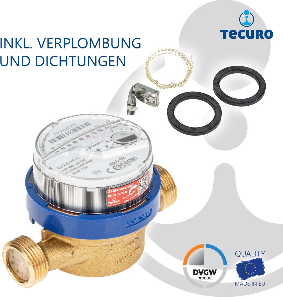 tecuro Kalt - Wasserzähler mit Baulänge 110 mm, Q³ 2,5 Produktbild 