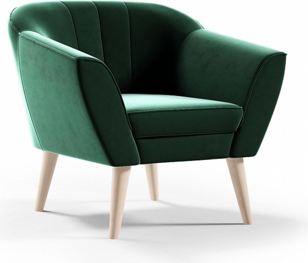 BETTSO Sessel Velvet Relaxsessel mit Holzbeinen Ohrensessel Polstersessel Einzelsofa Fernsehsessel für Wohnzimmer PIRS Flaschengrün Dunkelgrün G...