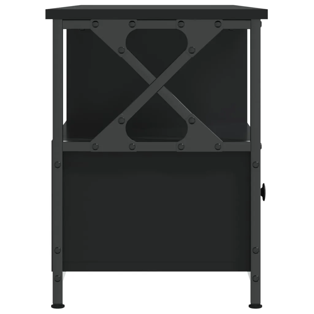 Meuble TV Industriel Noir 102 cm en Bois Composite et Métal Stabli