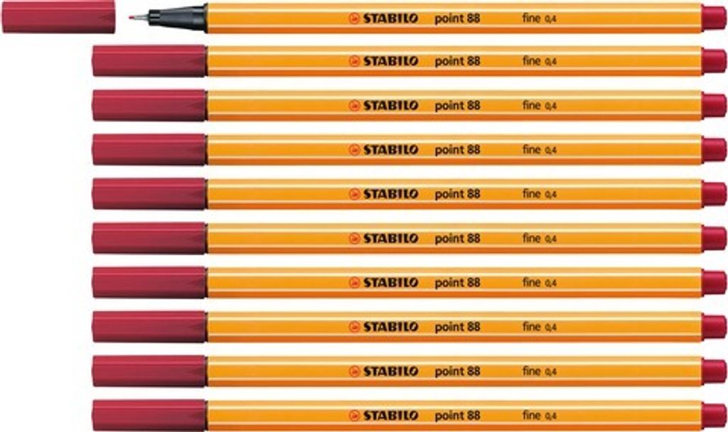 Fineliner - STABILO point 88 - 10er Pack - dunkelrot