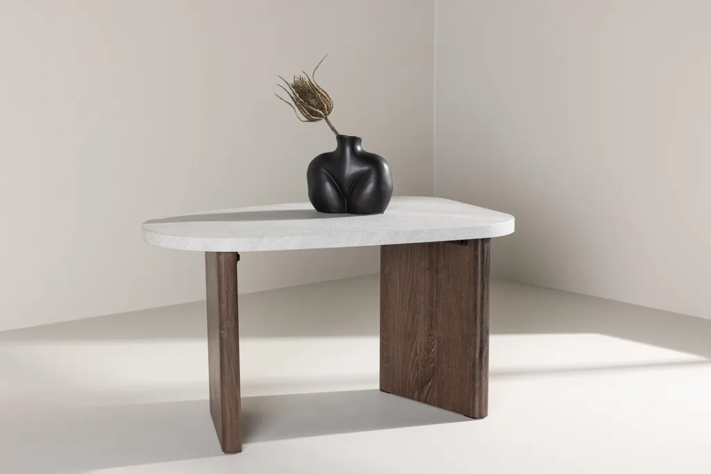 Table d'angle Grönvik grise en mélaminé haute résistance - Style épuré