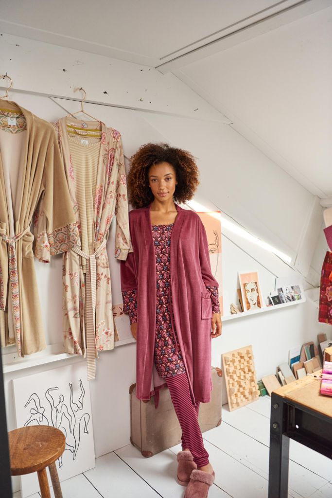 PIP STUDIO Damen Morgenmantel Naomi Kimono Velvet Solid Produktbild 5
