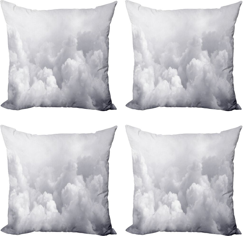 ABAKUHAUS Grau Kissenbezug Set (4 Stück), Dunkle Wolken Moody Himmel, Moderner Doppelseitiger Digitaldruck, 45 cm x 45 cm, Grau