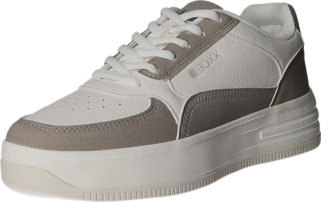 BOXX Damen-Schnürhalbschuh Weiß-Grau-Beige, Farbe:weiß, EU Größe:37