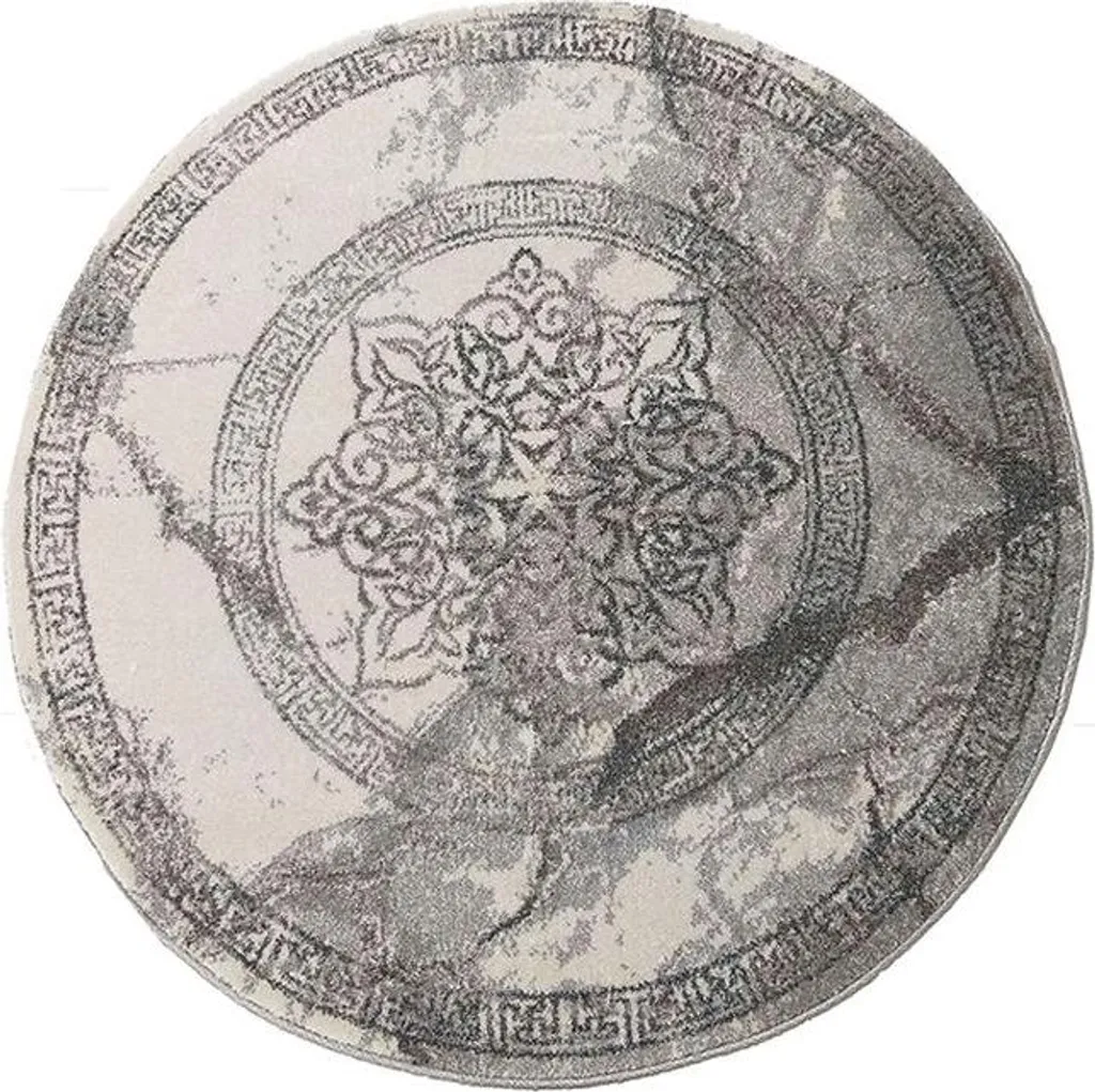 Tapis rond gris VISTA 04 ø120cm - Tapis de salon moderne géométrique