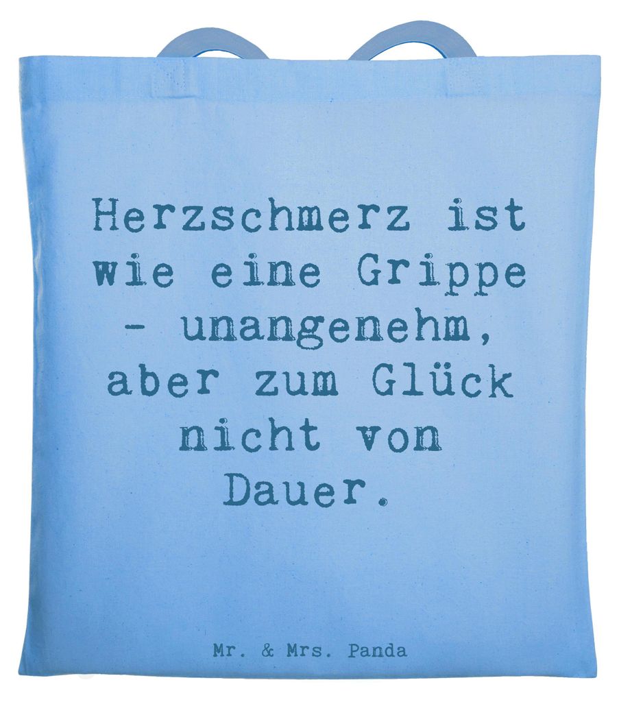 Mr. & Mrs. Panda Einkaufstasche Spruch Herzschmerz Grippe - Sky Blue - Geschenk, Laptoptasche, Zitat, Motivation, Hoffnung, canvas tasche, Gefühl,...