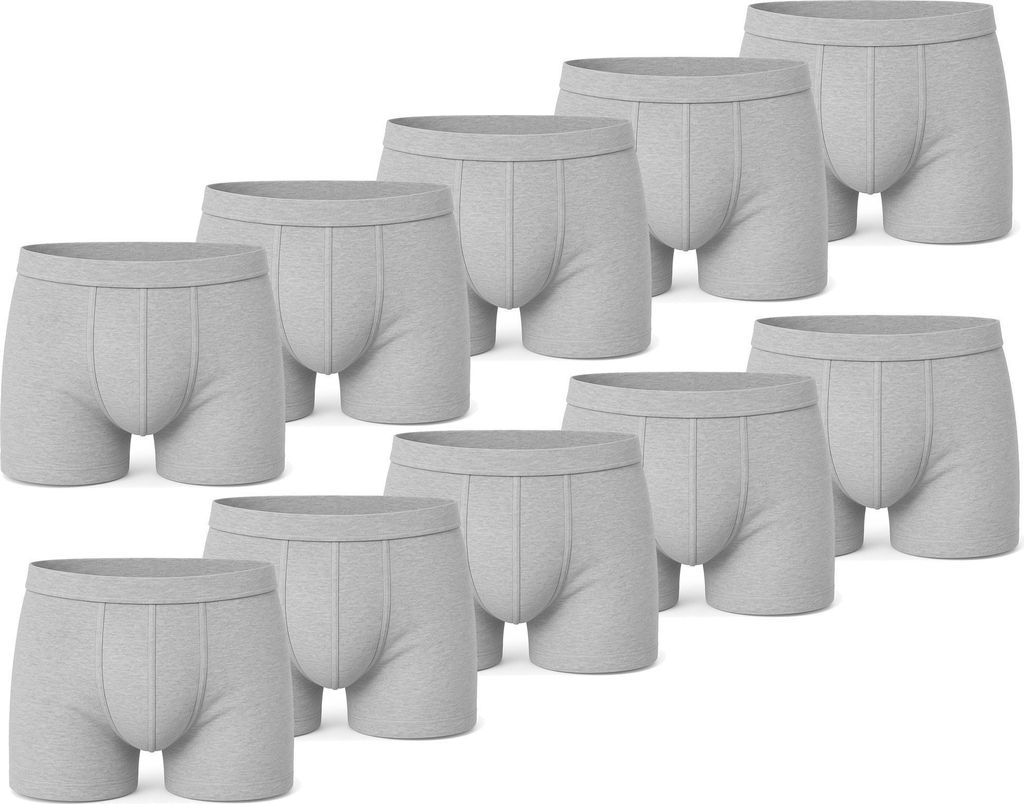 Herren Boxer Shorts Set – Baumwolle, Grau-Meliert XL 10