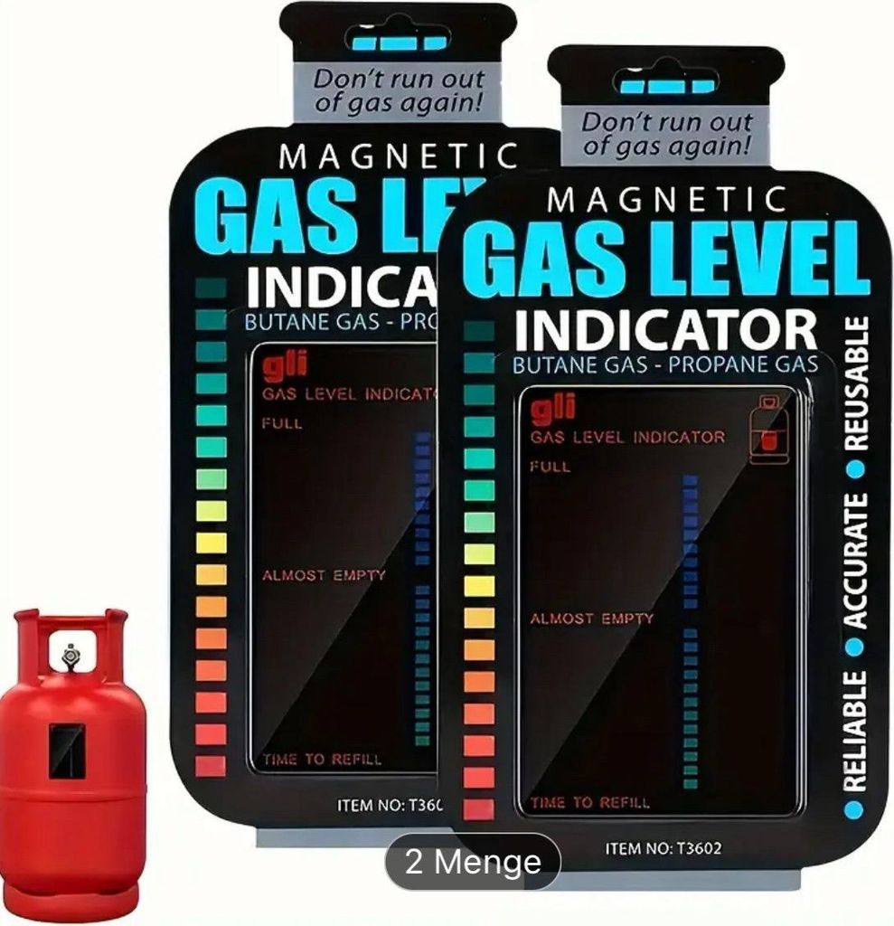 2er Set Magnetischer Gasfüllstandanzeiger | Füllstand prüfen ohne Werkzeug | Wiederverwendbar für Gasflasche, Camping, Grill & Wohnmobil