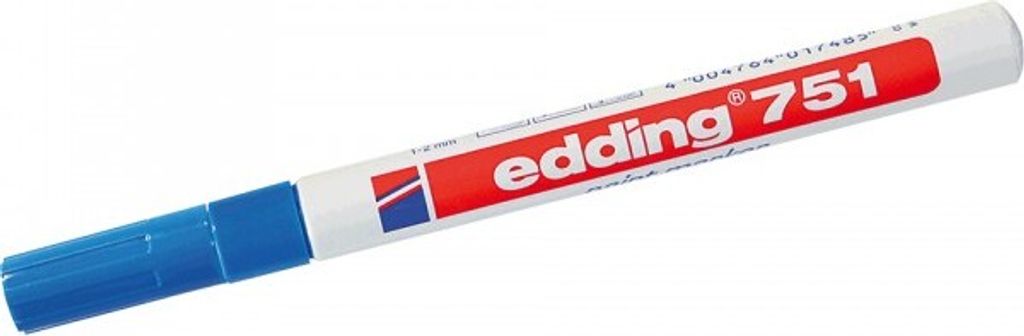 edding Lackmarker 751, wisch- und wasserfest, blau, Strichstärke ca. 2mm, 3/VE
