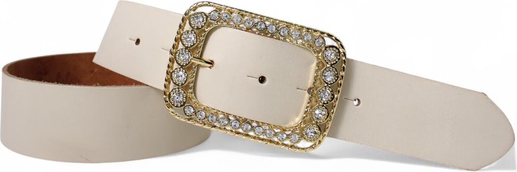 FRONHOFER Damen Ledergürtel 4 cm mit goldener Strass Gürtelschnalle, echt Leder