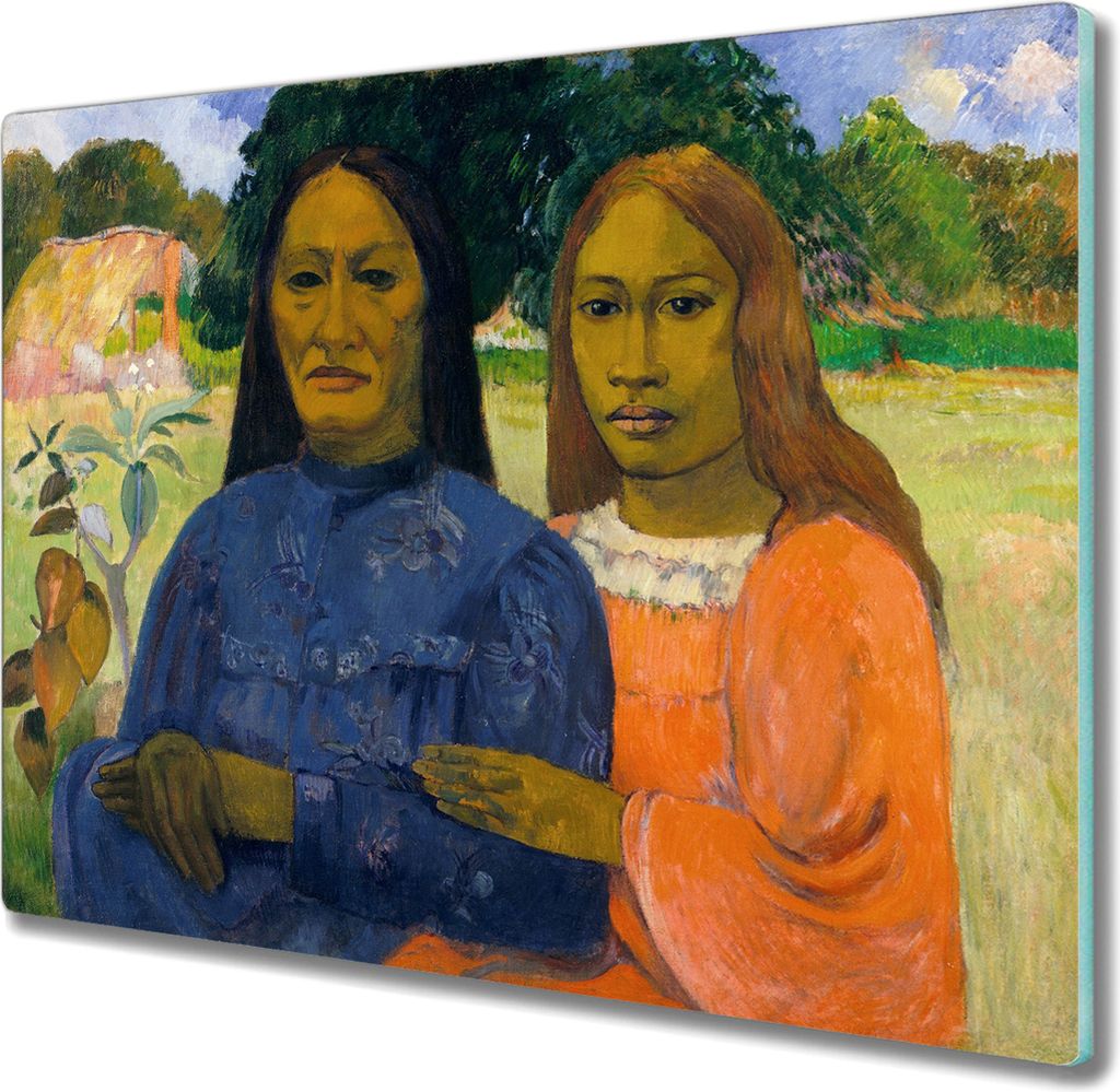 Coloray Herdabdeckplatte 60x52 cm Schneidebrett Kochplattenabdeckung Küchenbrett Hackbrett - Zwei Frauen Paul Gauguin