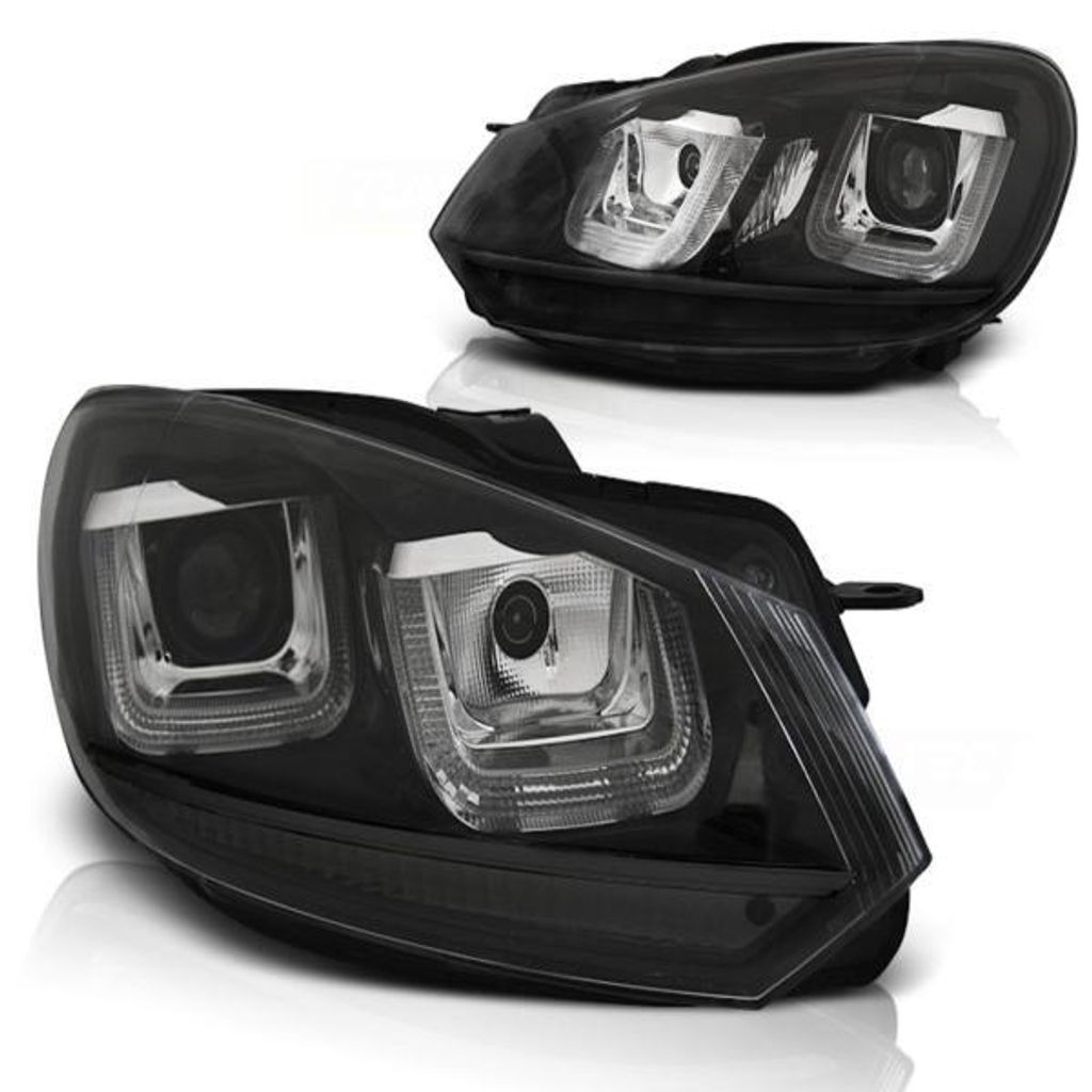 Scheinwerfer U-Tube LED Tagfahrlicht passend für VW Golf 6 Bj. 08-13 Schwarz Edition
