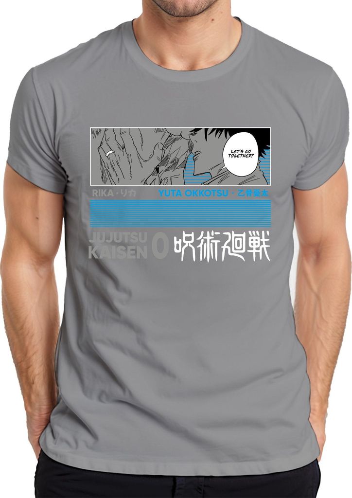 Jujutsu Kaisen Yuta Okkotsu Rika Anime Manga Geschenk Vintage Herren T-Shirt, Grau, 3XL