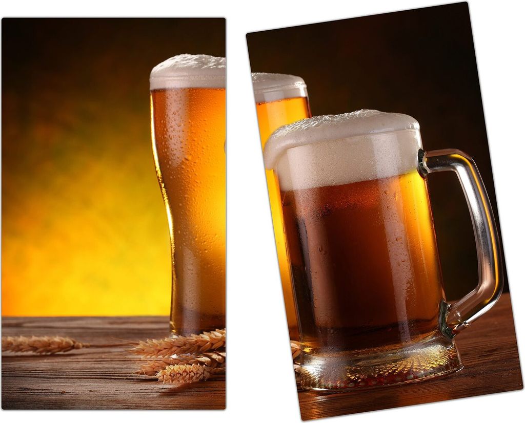 Spritzschutz Herdabdeckplatte Schneidebrett aus Glas Trübes Bier 2-Teilig (60x52cm)