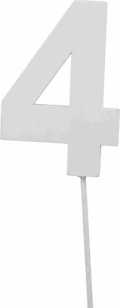 Stecker Zahl Holz weiß H7cm L27cm Geburtstag Jubiläum Kuchen Torte Cake Topper, Ausf:4