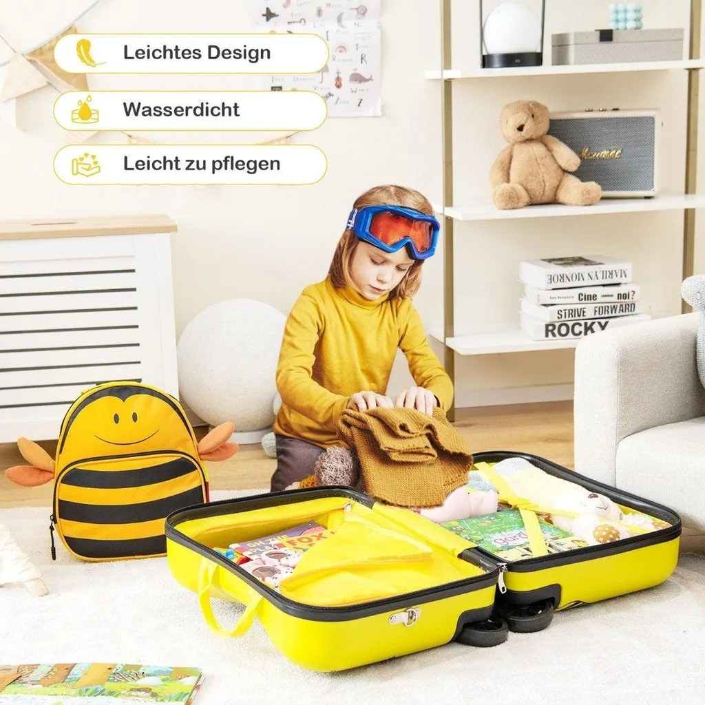 Trolley Bambini Giallo con Zaino: Set Viaggio 2 Pezzi Leggero e Robusto