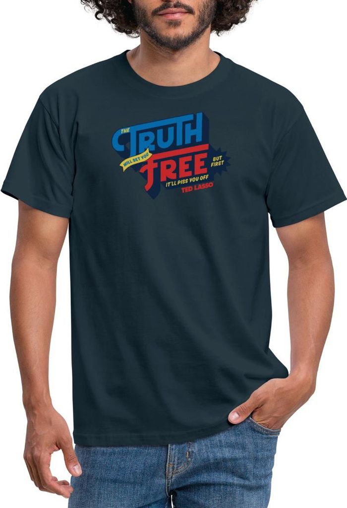 Spreadshirt Ted Lasso Zitat The Truth Will Set You Free Männer T-Shirt, XXL, Navy