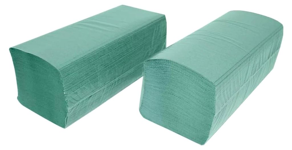 Grüne Papierhandtücher 5.000 Stück 25 x 23 cm Z-Faltung - Reinigung - Spendergeeignet - Einweg - 1 Lage - Tücher - Einweghandtücher - Universe...