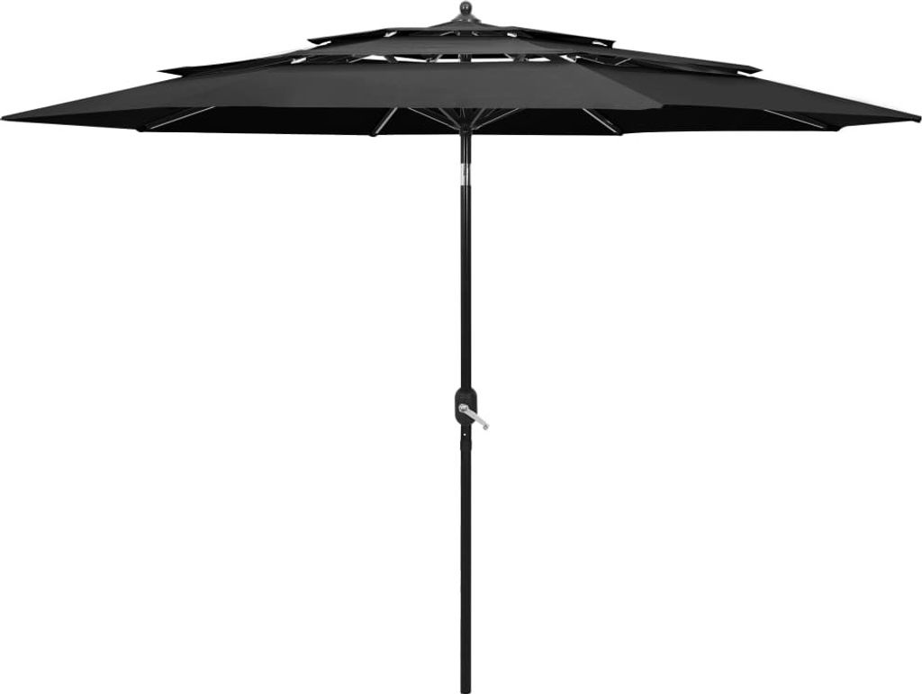 Sonnenschirm mit Aluminium-Mast 3-lagig Anthrazit 3 m