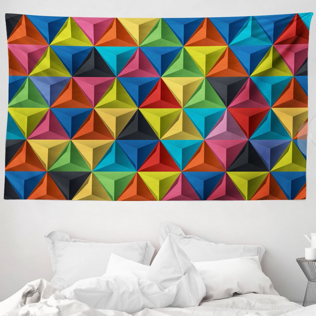 ABAKUHAUS Bunt Wandteppich, Pyramid Forms Moderne aus Weiches Mikrofaser Stoff Waschbar ohne Verblassen Digitaldruck, 230 x 140 cm, Mehrfarbig
