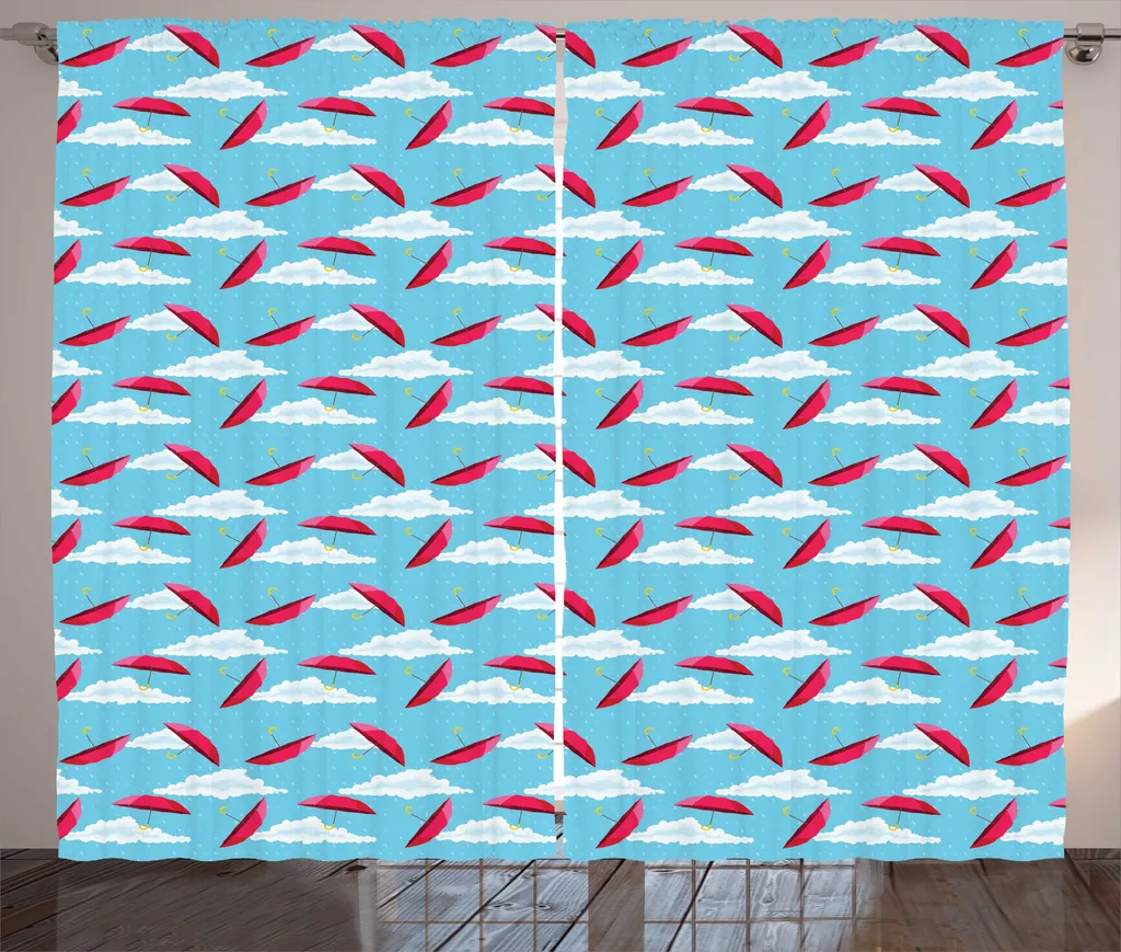 Rideaux de Salon Universels Motif Ciel Pluvieux 280x225cm Rose et Bleu