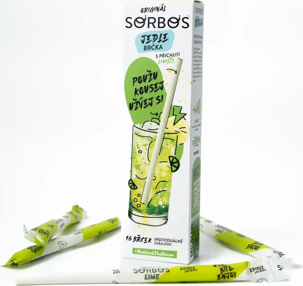 Essbare Fruchtstrohhalme SORBOS - Limette (16 Stück)