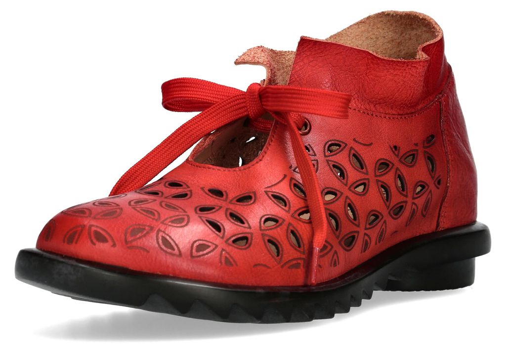 Laura Vita Damen Schnürschuh Leder Derby Schlüsselloch-Ausschnitt Cyrielle 30, Größe:41 EU, Farbe:Rot