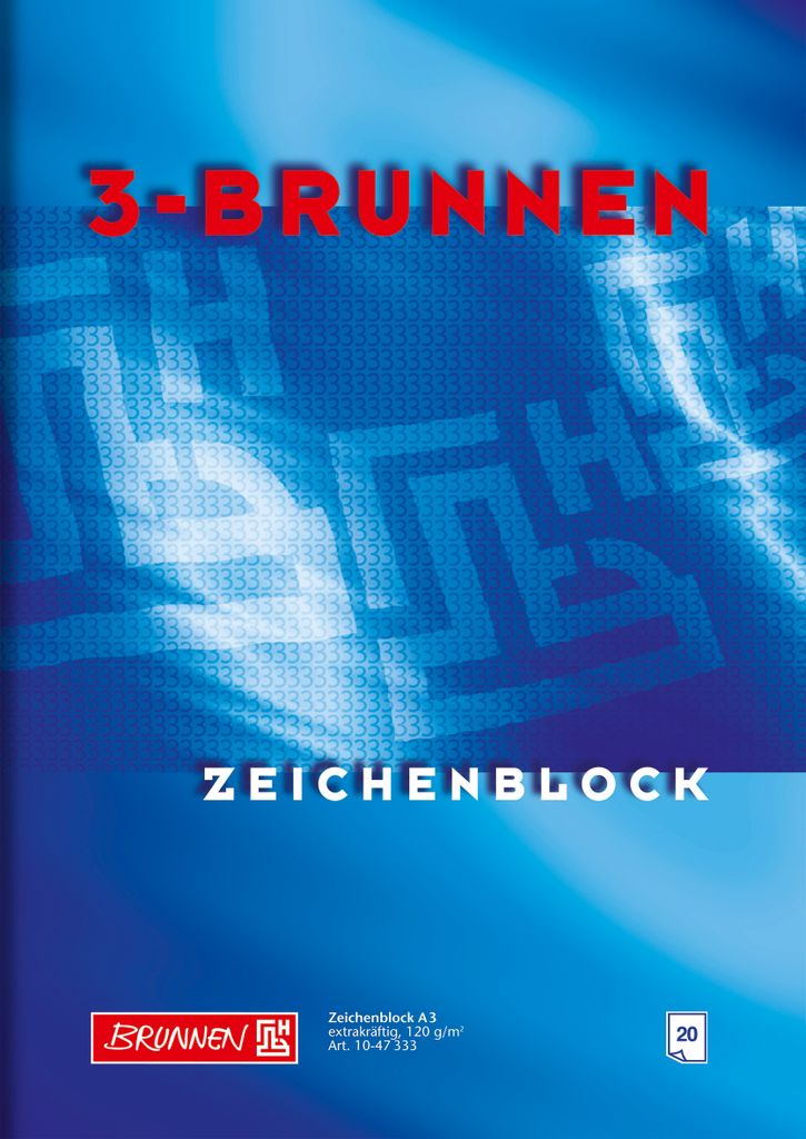 BRUNNEN|Baier und Schneider BRUNNEN 1047333 Zeichenblock „3-BRUNNEN-Block Deckblatt: blau