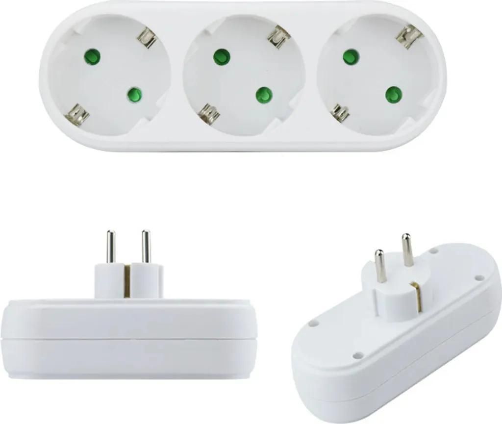 3X 3-Fach EU Steckdosenadapter,3-fach Rund Mehrfachstecker Mehrfachsteckdose Verteiler Steckdosen