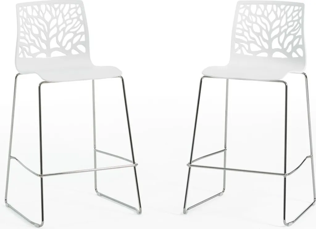 Tabouret de Bar Confortable et Stable FLORA XL Blanc pour Petit Espace