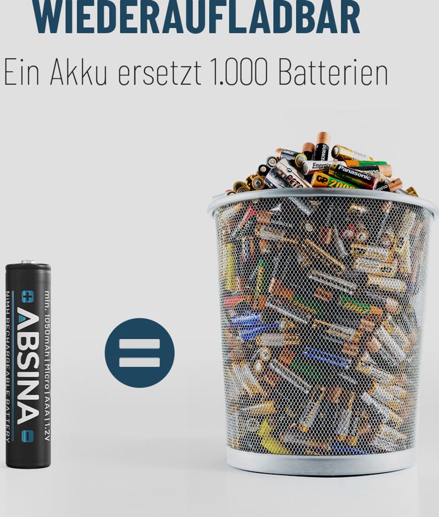 ABSINA 4x Akku AAA für Telefon 800 mAh - NiMH AAA Akkus Produktbild 9