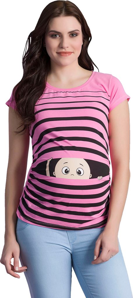 M.M.C. Umstandsshirt Guck Guck mit Motiv, L, Rosa