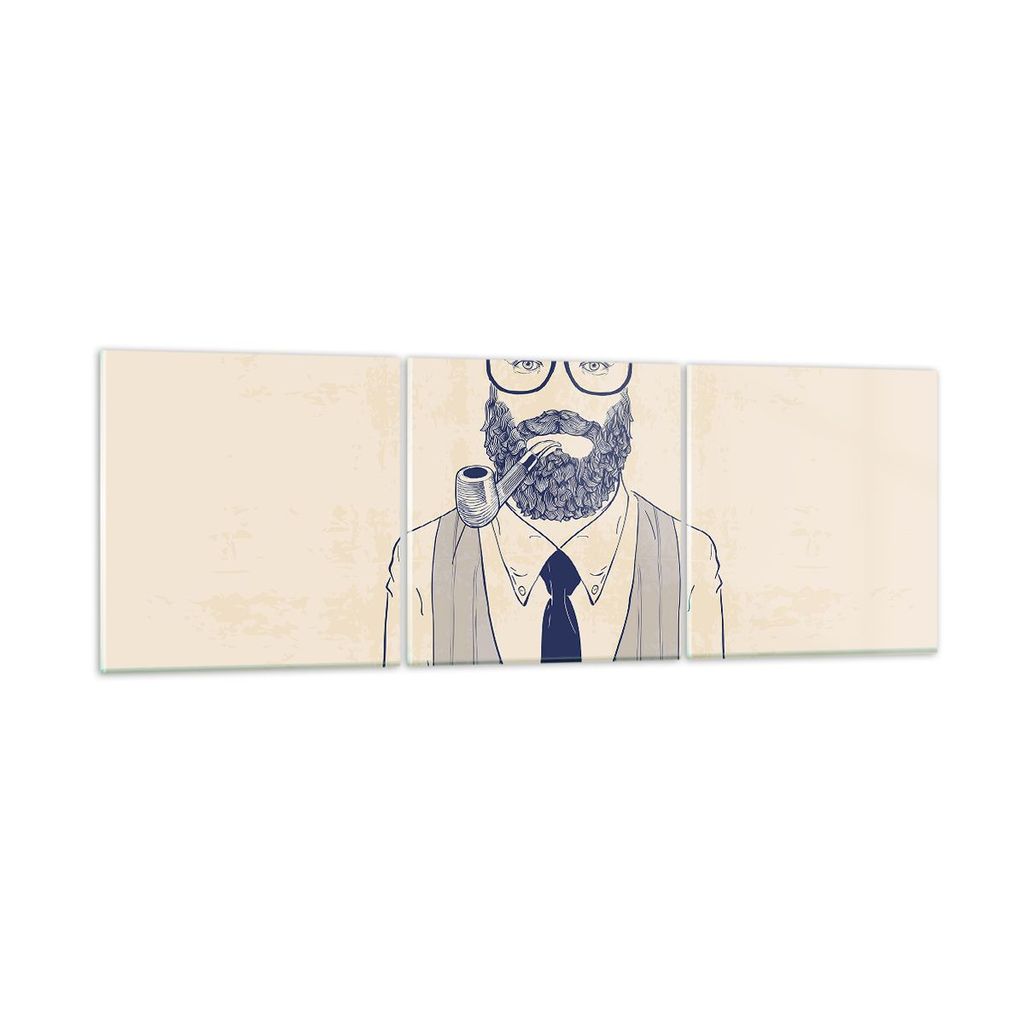 Bilder auf glas - Mann Pfeife - 120x40cm - Glasbilder - Wandbilder - Bilder - Kunstdruck - zum Aufhängen bereit - Wanddekoration aus Glas - Glas B...
