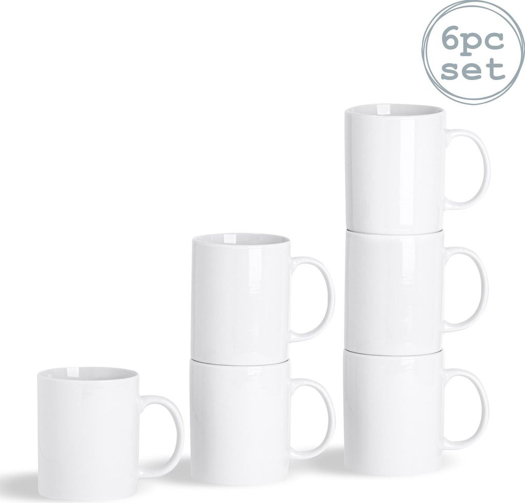 Weiße Tee Tassen Kaffee Becher - 285 ml - 6er Set