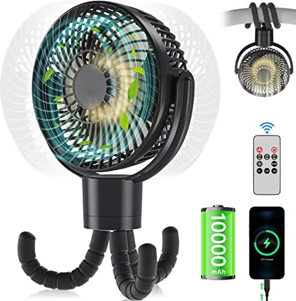 Ventilatore 360° USB Ricaricabile 10000mAh | Camping e Scrivania