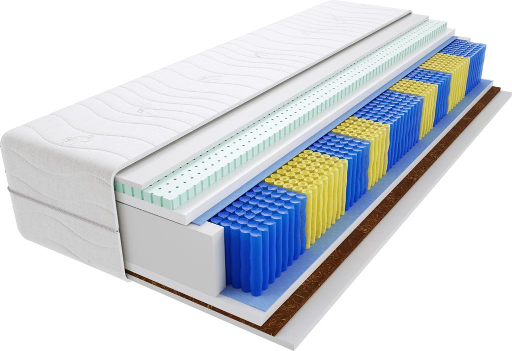 Matratze 70x220 cm Doppelmatratze, H3 & H5 Federkernmatratze, Taschenfederkernmatratze 20 cm Hoch Latex Kokosfaser Hypoallergene, HR-Schaum, Wendem...