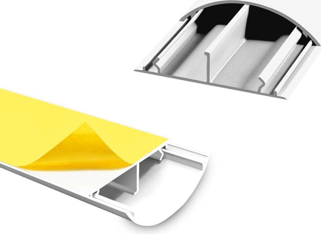 ARLI Kabelkanal halbrund selbstklebend 50x12 mm Weiß – 4x 1m Wand- & Fußboden Kabelbrücke PVC Installationskanal