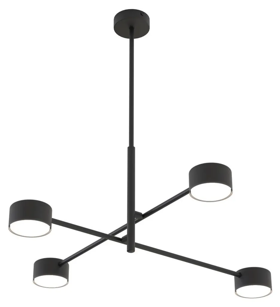 Lustre Suspension Moderne NATSU Noir 4 Lumières Métal pour Salon Chic
