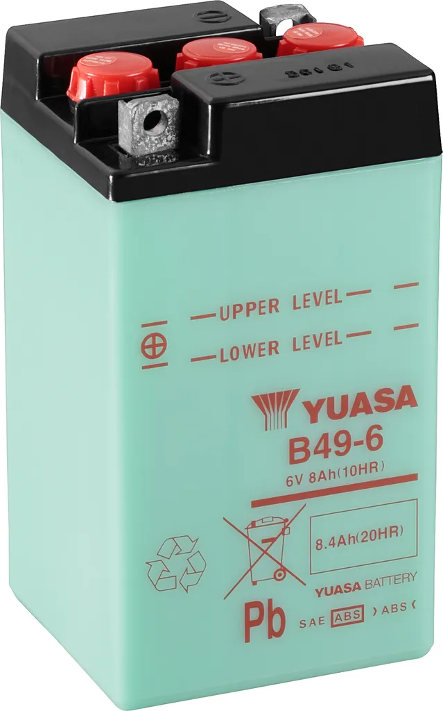 Batterie Conventionnelle 6V 8Ah B49-6 Yuasa avec Électrolyte Inclus