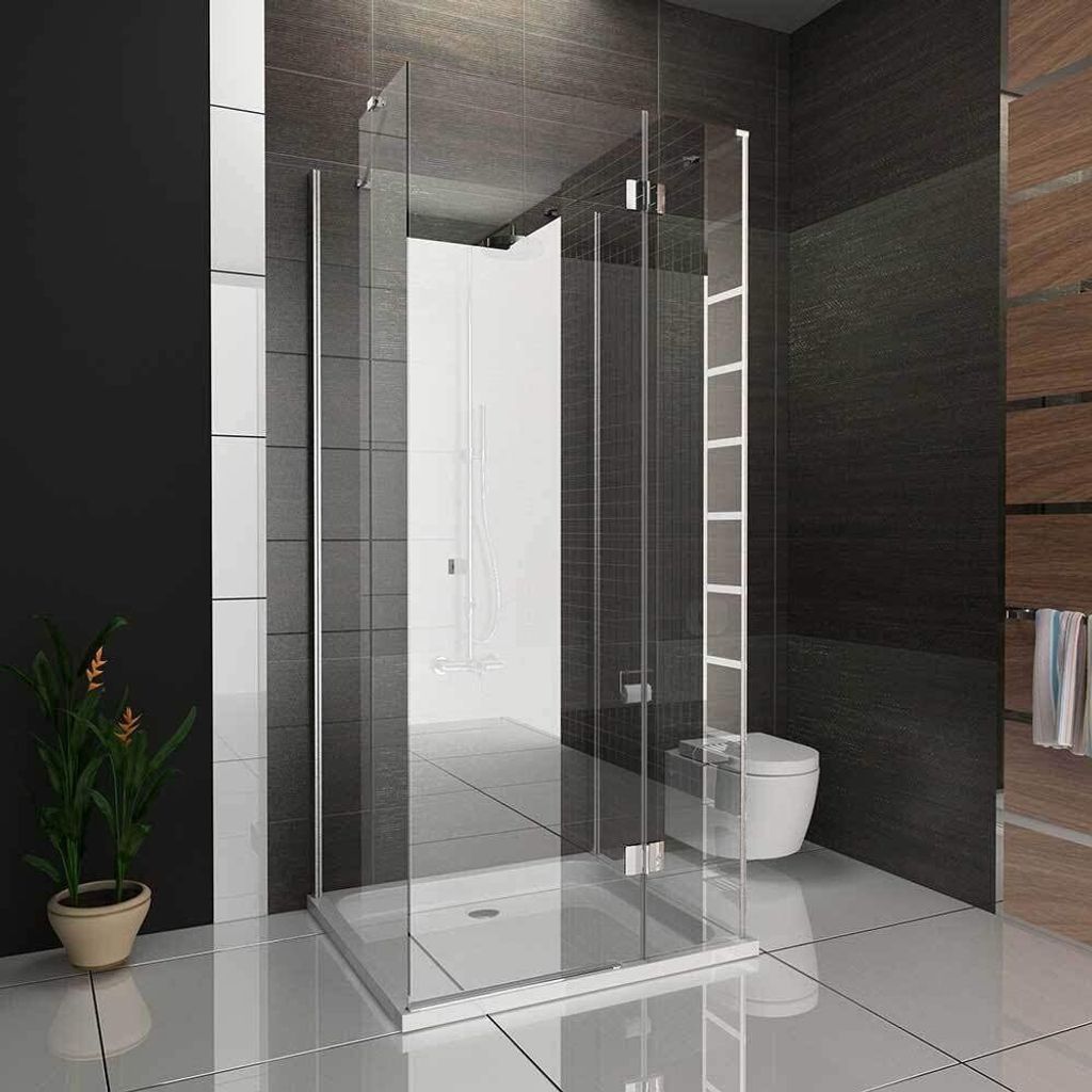 Alpenberger Duschkabine U Form | Duschkabine 3 Seitig Duschabtrennung mit Antikalk | Komplettdusche aus ESG Sicherheitsglas | Glasdusche mit Pendel...