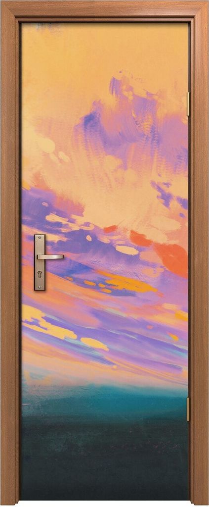 Türposter 70x200 cm Türaufkleber Türtapete Türfolie Klebefolie bunte Menschen Himmel Wolken