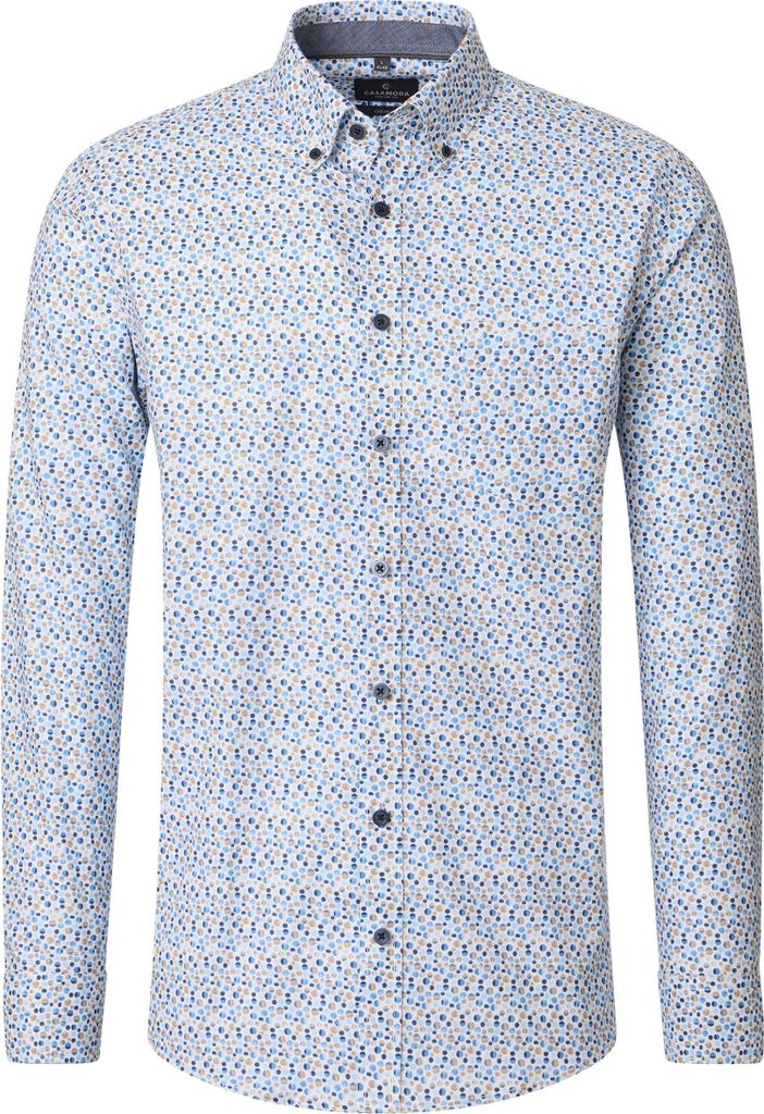 CASAMODA Herren Freizeithemd Button-Down Casual Beige gepunktet 3XL