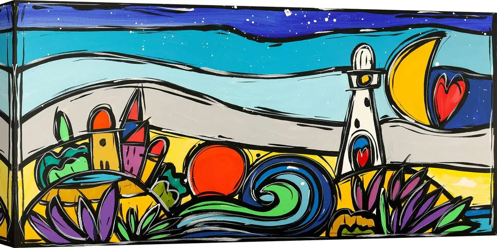 Décoration murale : peinture sur toile multicolore Wallas 70x35 cm