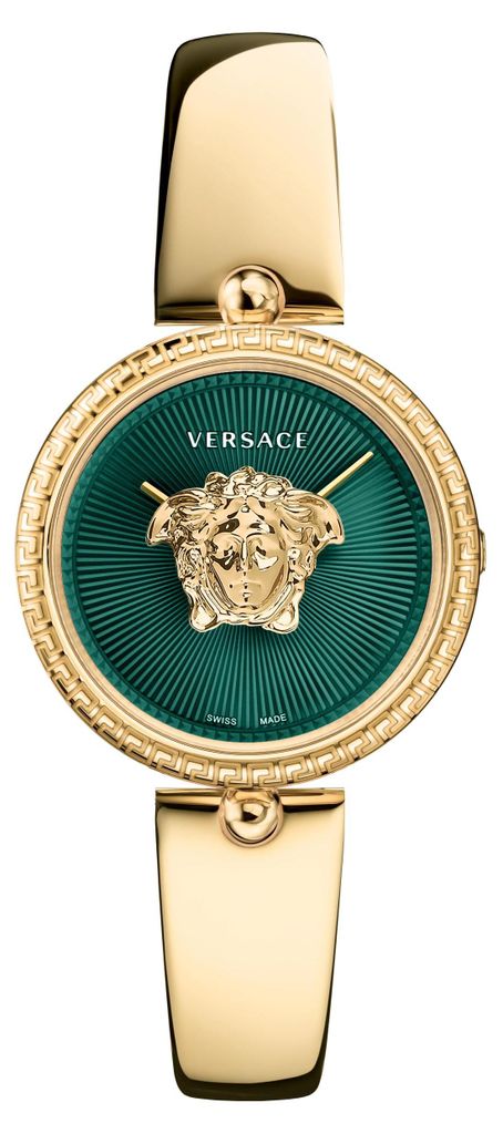 Versace Armbanduhr Damen Palazzo 34 Goldfarben Grün VECQ03425