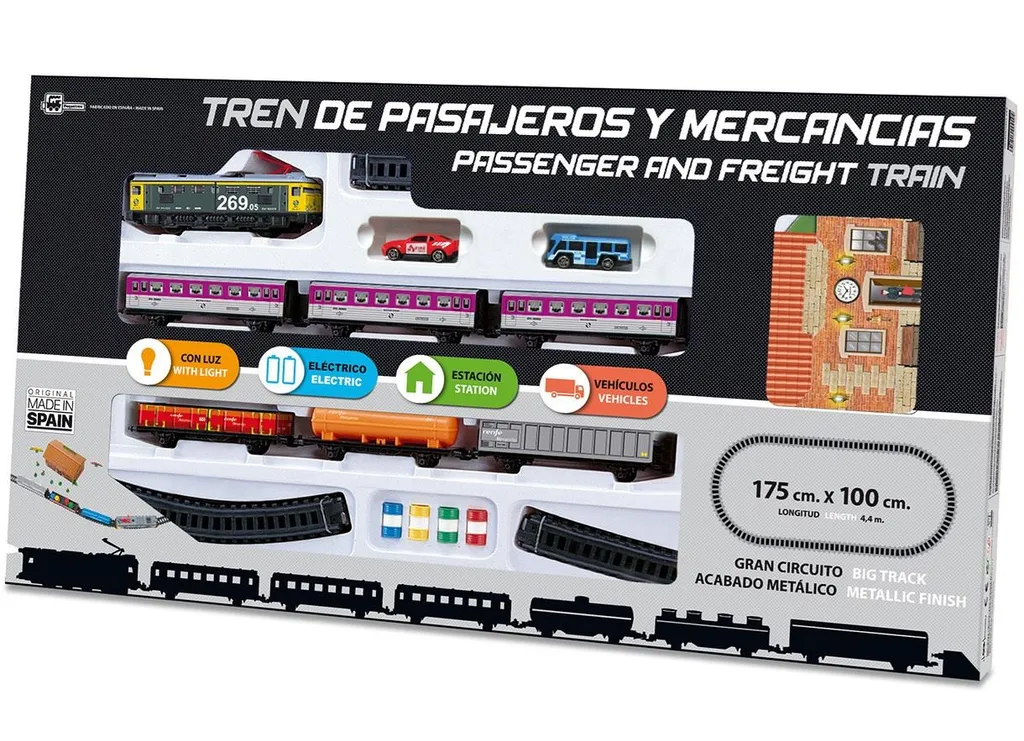 Jouet train électrique double voie pour enfant avec station et lumières LED