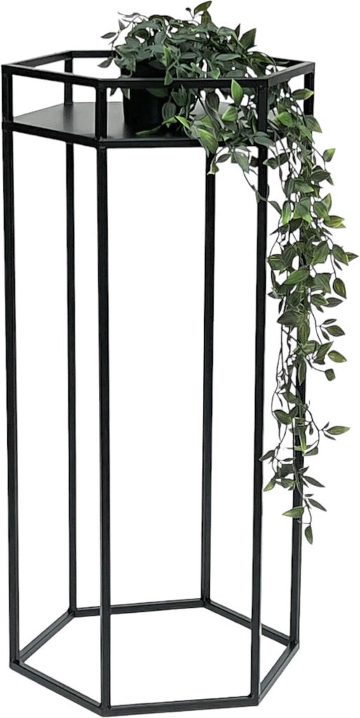 DanDiBo Blumenhocker Metall Schwarz 6eck 70 cm Blumenständer Blumensäule 96453 L Pflanzenhocker Modern Pflanzenständer