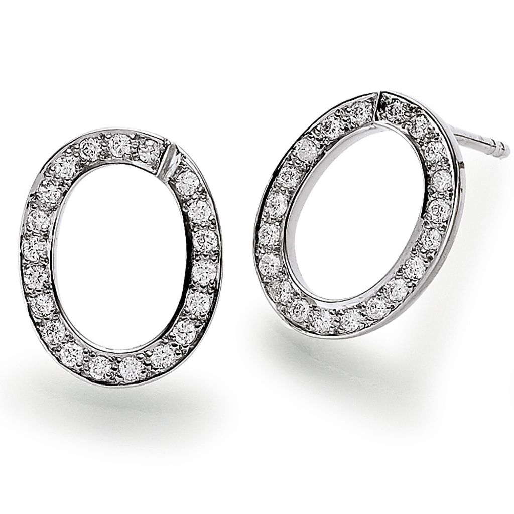 Ohrstecker Ohrringe mit 40 Diamanten Brillanten 0,40ct. oval 750 Gold Weißgold