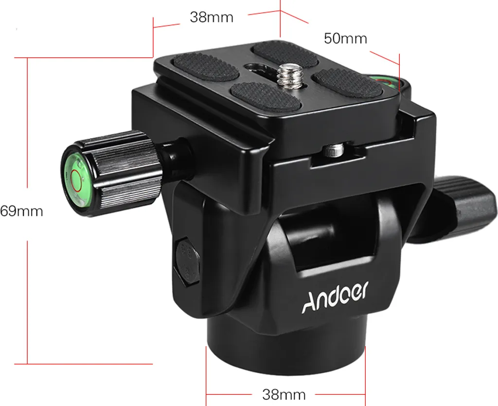 Tête de Monopode Tilt en Aluminium avec Plateau Rapide Arca 50mm Noir