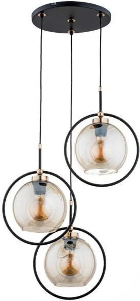 Suspension Triple en Métal Noir Or SELDI 90cm - Éclairage Design E27